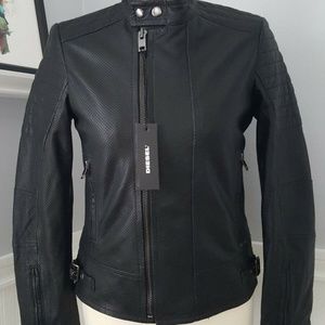 DIESEL Black LEATHER Biker Jacket Lily XS $778
